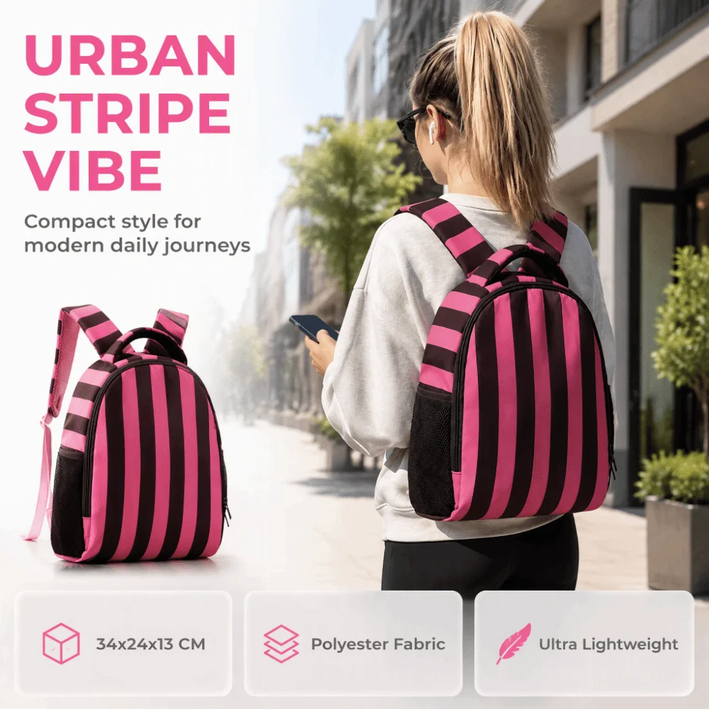 Fashionable Korean-style Striped Backpack Color-blocked Waterproof Large Capacity School Bag Preppy Style Durable