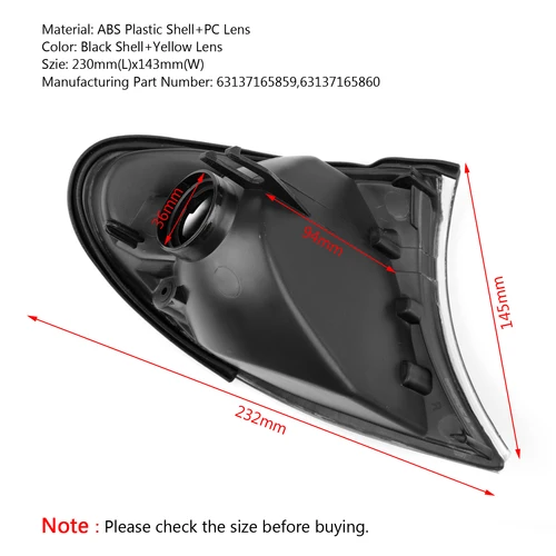 Imagen 2 del producto 2 uds indicador frontal señal de giro luces de esquina amarillas para BMW Serie 3 E46 02-05