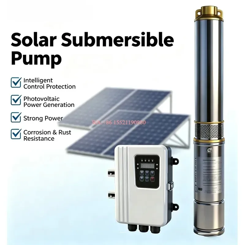 wmwmnu Brushless Submersible Solar Water Pump with MPPT Controller and Solar Panel Anti Dry Burn Protection CE ISO Certified