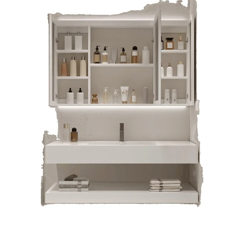 

Double-layer seamless rock slab ceramic integrated bathroom cabinet integrated combination