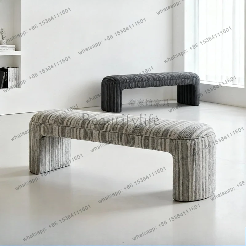 Italian minimalist wabi-sabi style lamb wool Nordic cream homestay bedside sofa stool