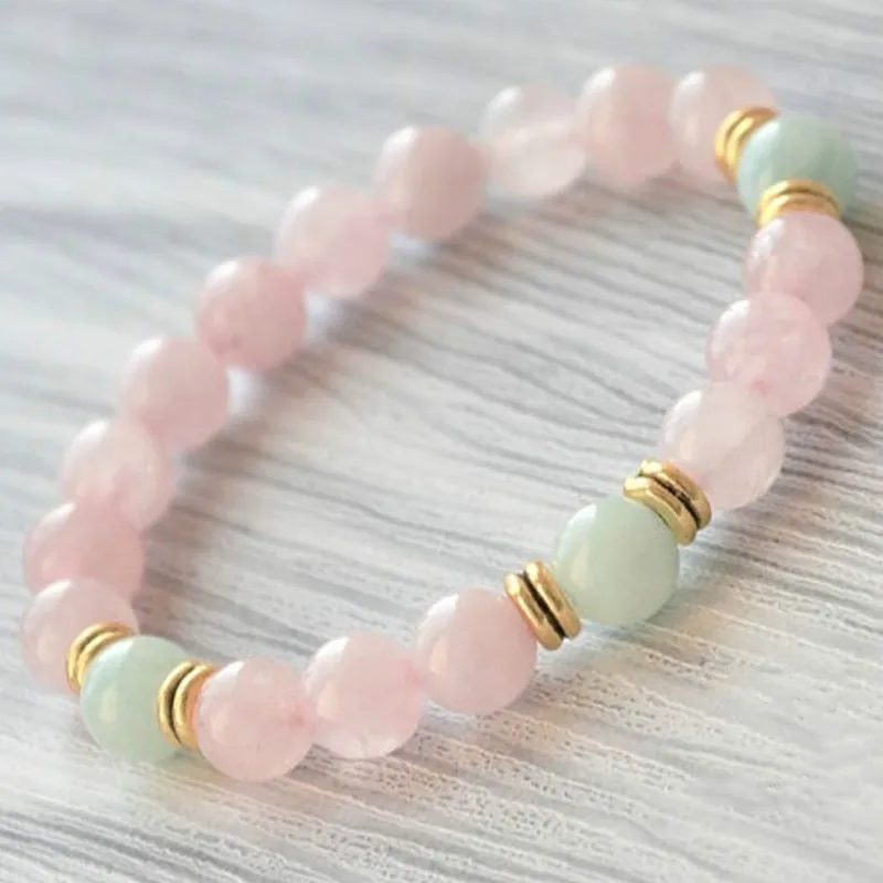 Rose Quartz Bracelet Amazonite Gemstone Beads Bracelet