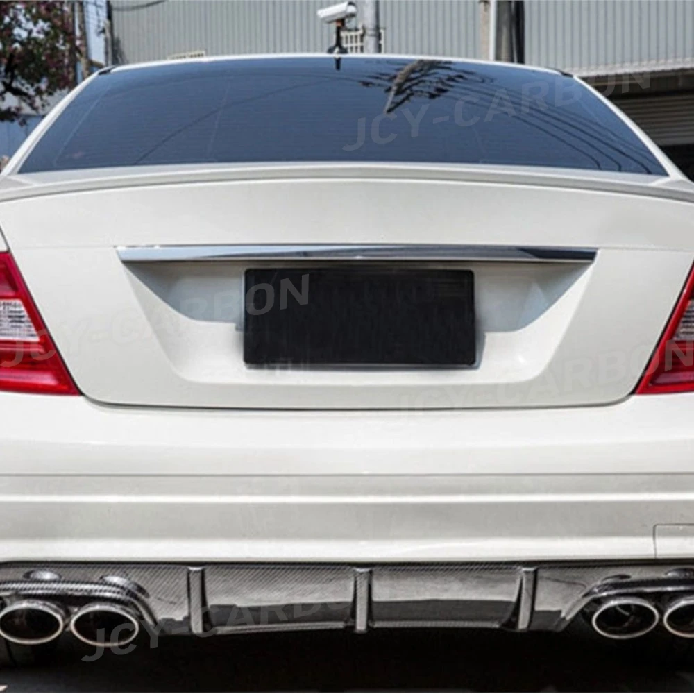 

JCYECF For Mercedes Benz C Class W204 C63 For AMG 2008-2011 Carbon Fiber FRP Black Rear Diffuser Bumper Lip Spoiler Body Kits