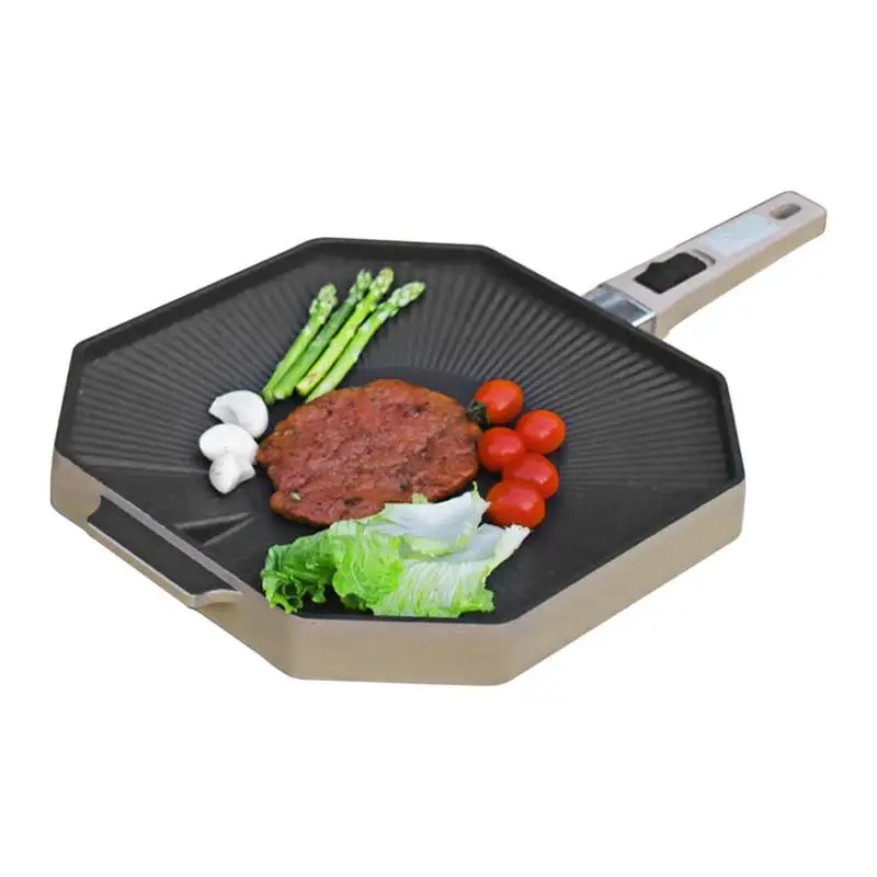 Grill Pan For Camping Stove Stove Tops BBQ Griddle Grilling Cookware With Oil Drain Hole Design Includes Storage Bag For Camping