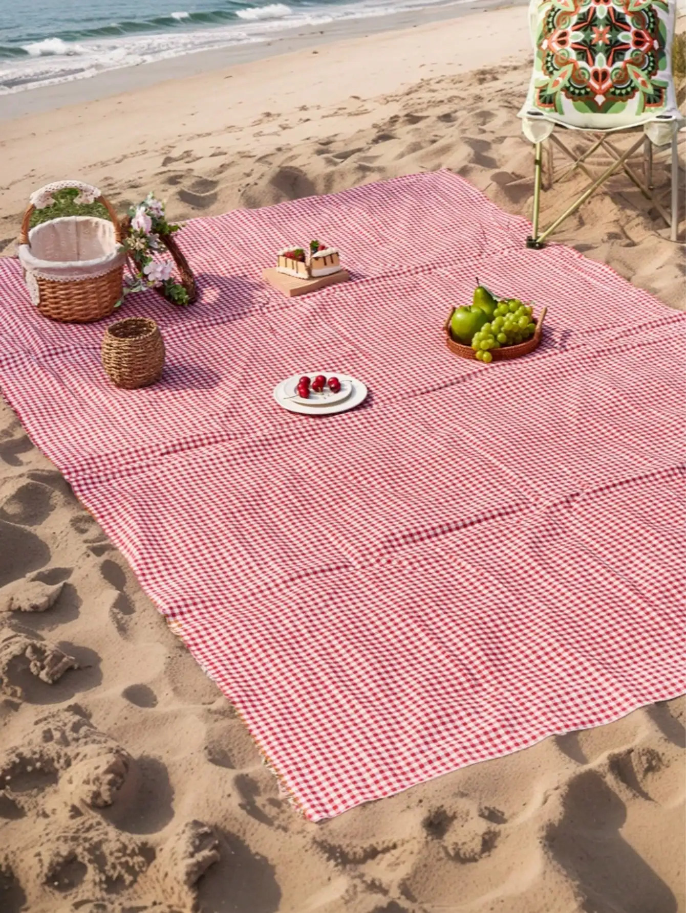 

1 шт. клетчатая скатерть-плед с принтом, декор для пикника на открытом воздухе