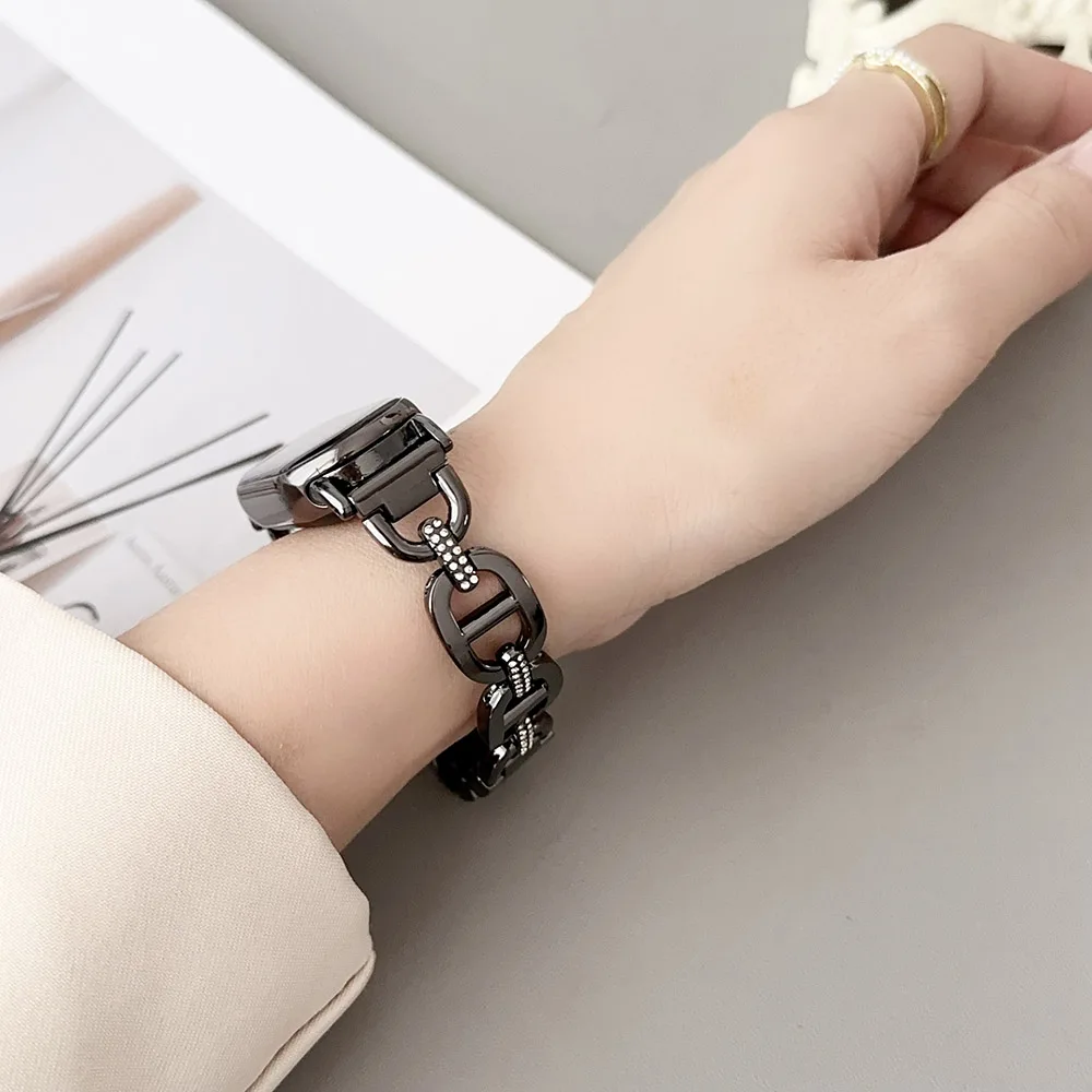 Mi Band 8/9 Women Girl Bling Diamond Jewelry Metal Strap for Xiaomi Smart Band 8 9 NFC Shiny Bracelet Wristband Dressy Chain