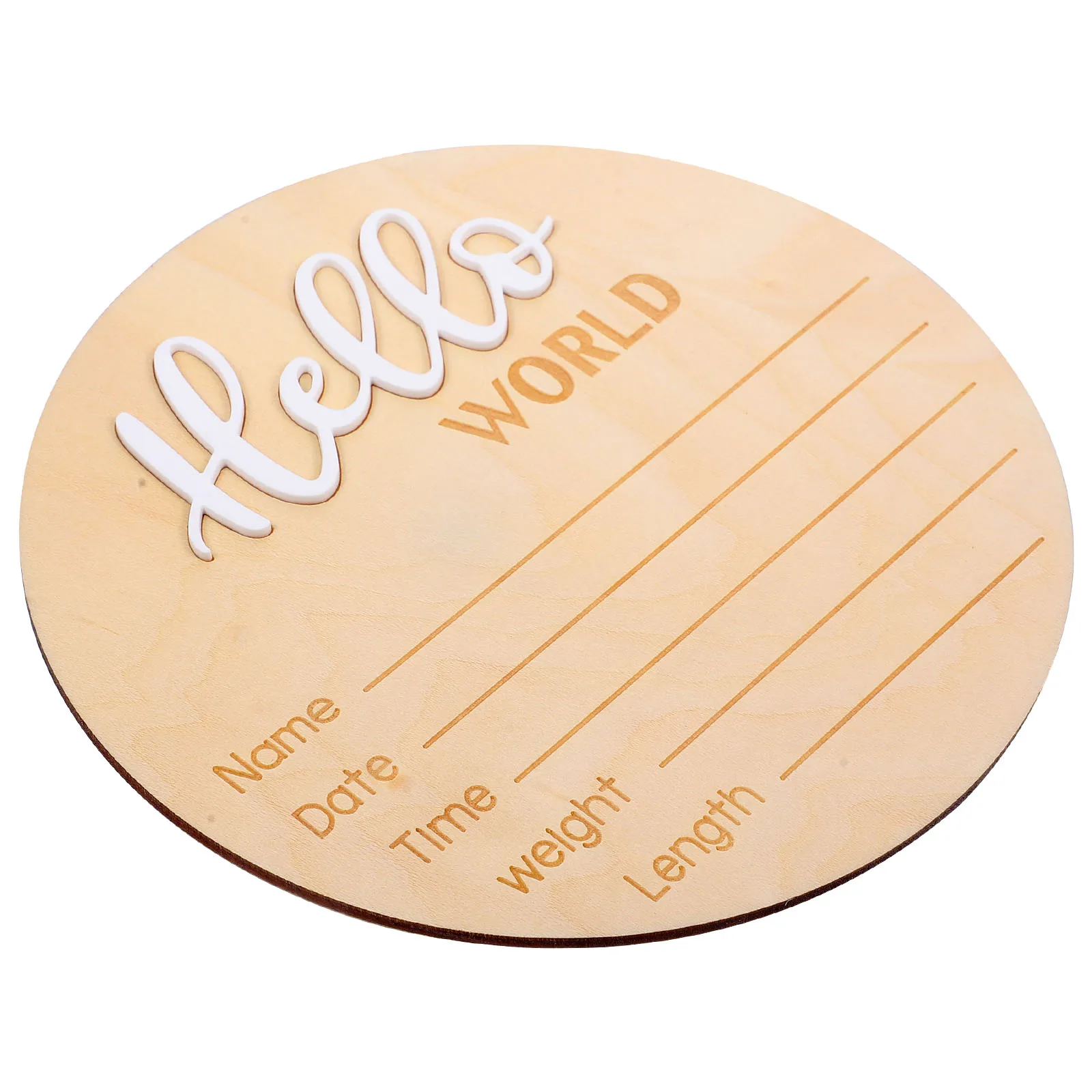 

Name Baby Announcement Wood Sign Newborn Birth Announcement Round Wood Disc Prop Infant Hospital Baby Footprint Keepsake Gift