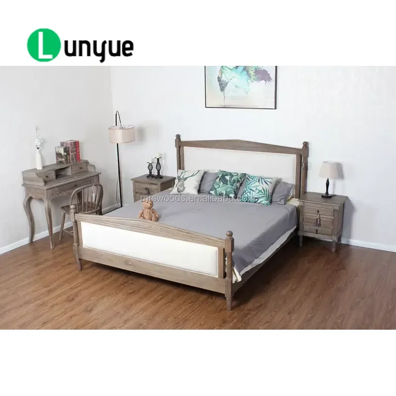 Modern Upholstered Storage Bed Frame Solid Oak Wood King Size Double Bed Elegant Furniture for Bedroom Wholesale