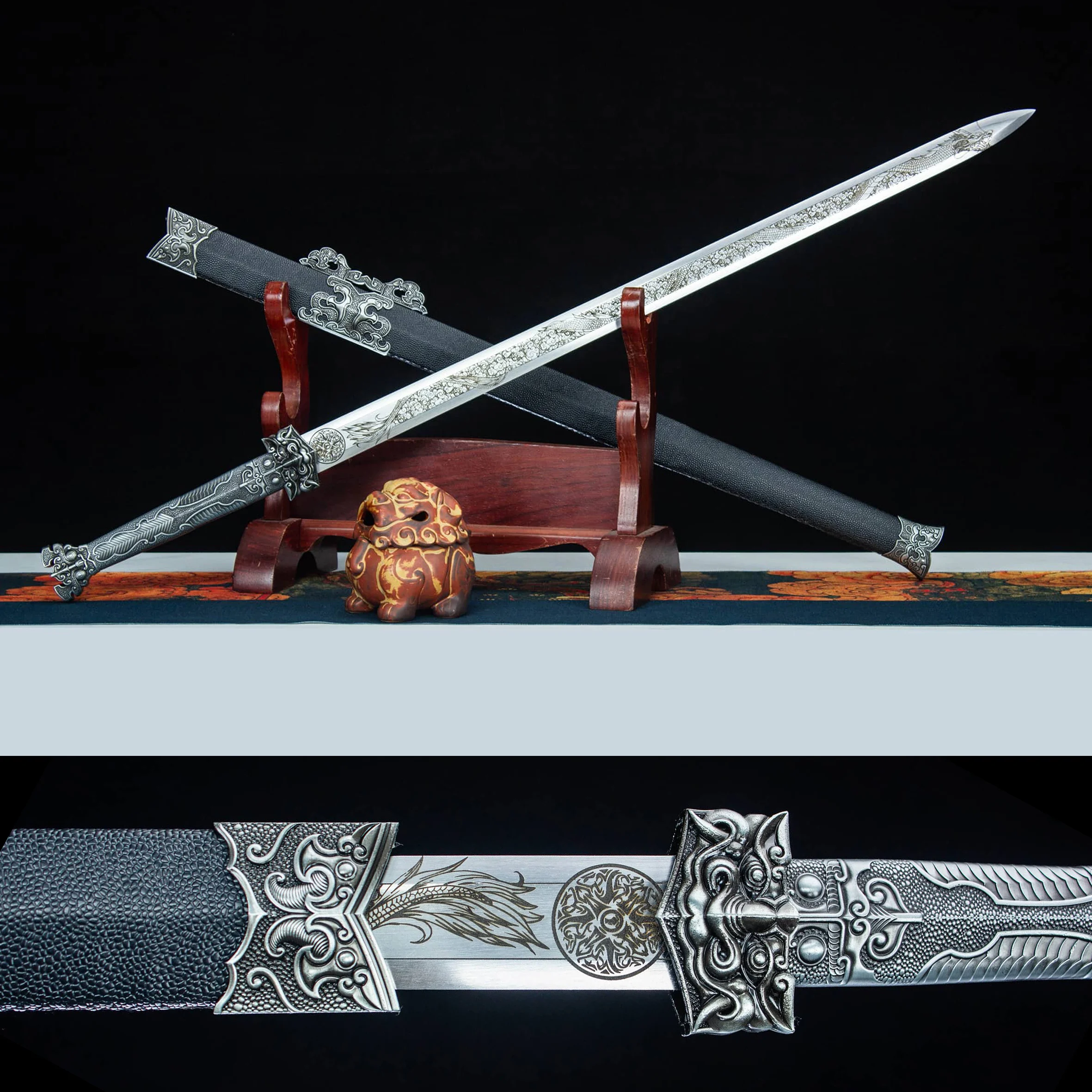 

103cm Medieval Dragon Han sword Spring steel True Sword Warrior Battle ready weapon Sharp Samurai Sword Chinese sword katana