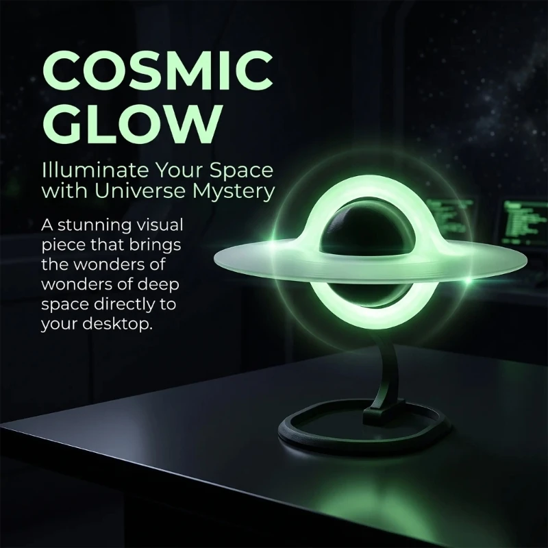 3D Printed Night Light Modern Table Light Decorative Lamp Tabletop Decoration, ABS Sphere-and-Band Accent M4YD