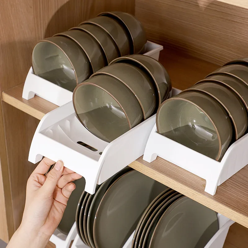 Plastic Plate Bowl Storage Holder Ventilated Kitchen Organizer Rack Anti Deform Kitchenware Dishes Drainage Shelf Kitchen Supply