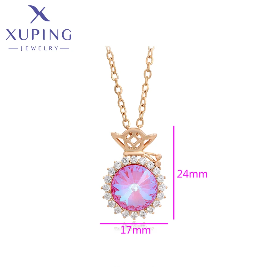 Xuping Jewelry Fashion Round Crystal Pendant Necklace with Gold Color for Women X000440832