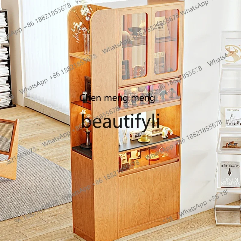 

N178 G Japanese-style solid wood double-sided partition, livin room cherry wood wine cabinet rack, entrance, foyer cabinet