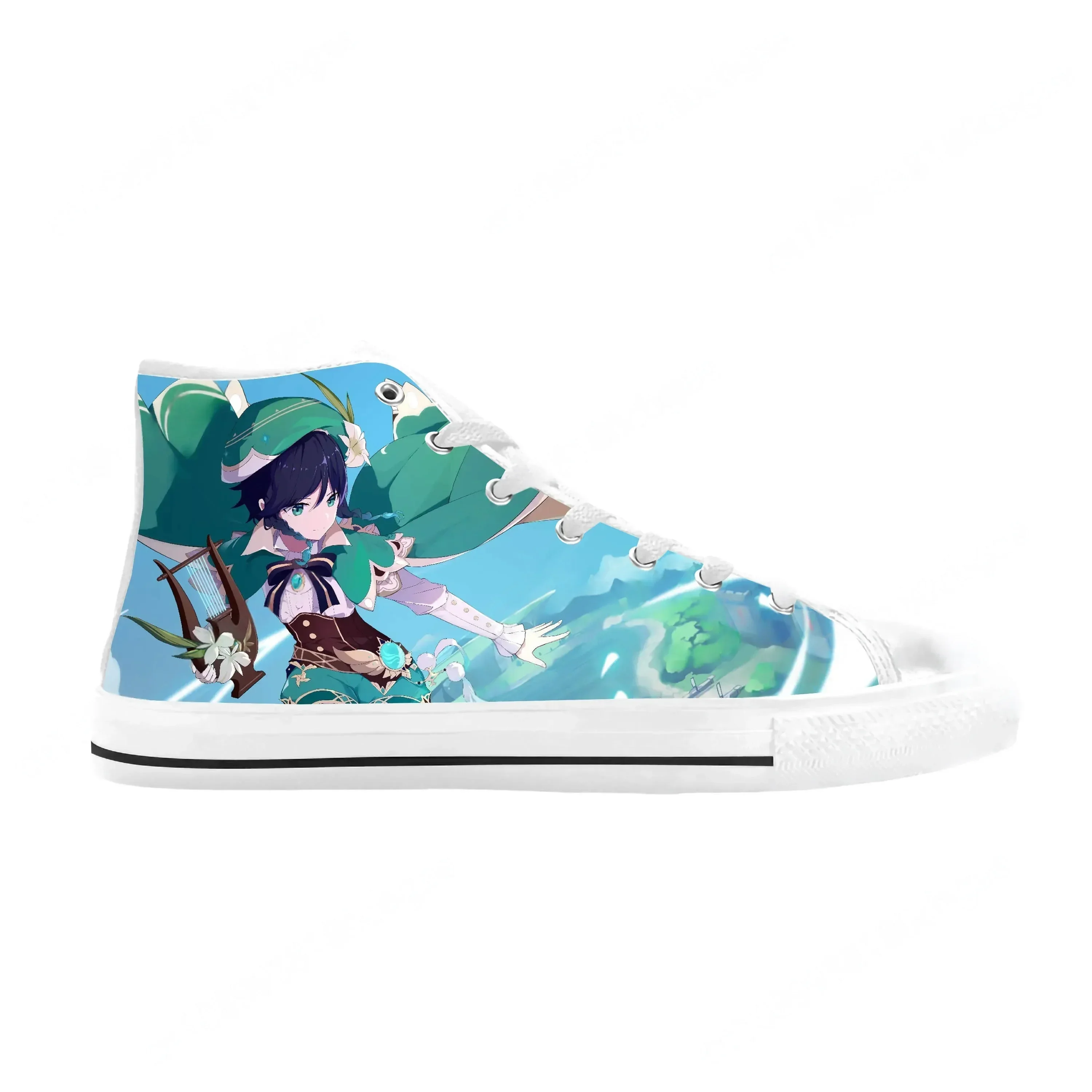 

Anime Manga Cartoon Genshin Impact Venti Barbatos Casual Cloth Shoes High Top Comfortable Breathable custom Men Women Sneakers