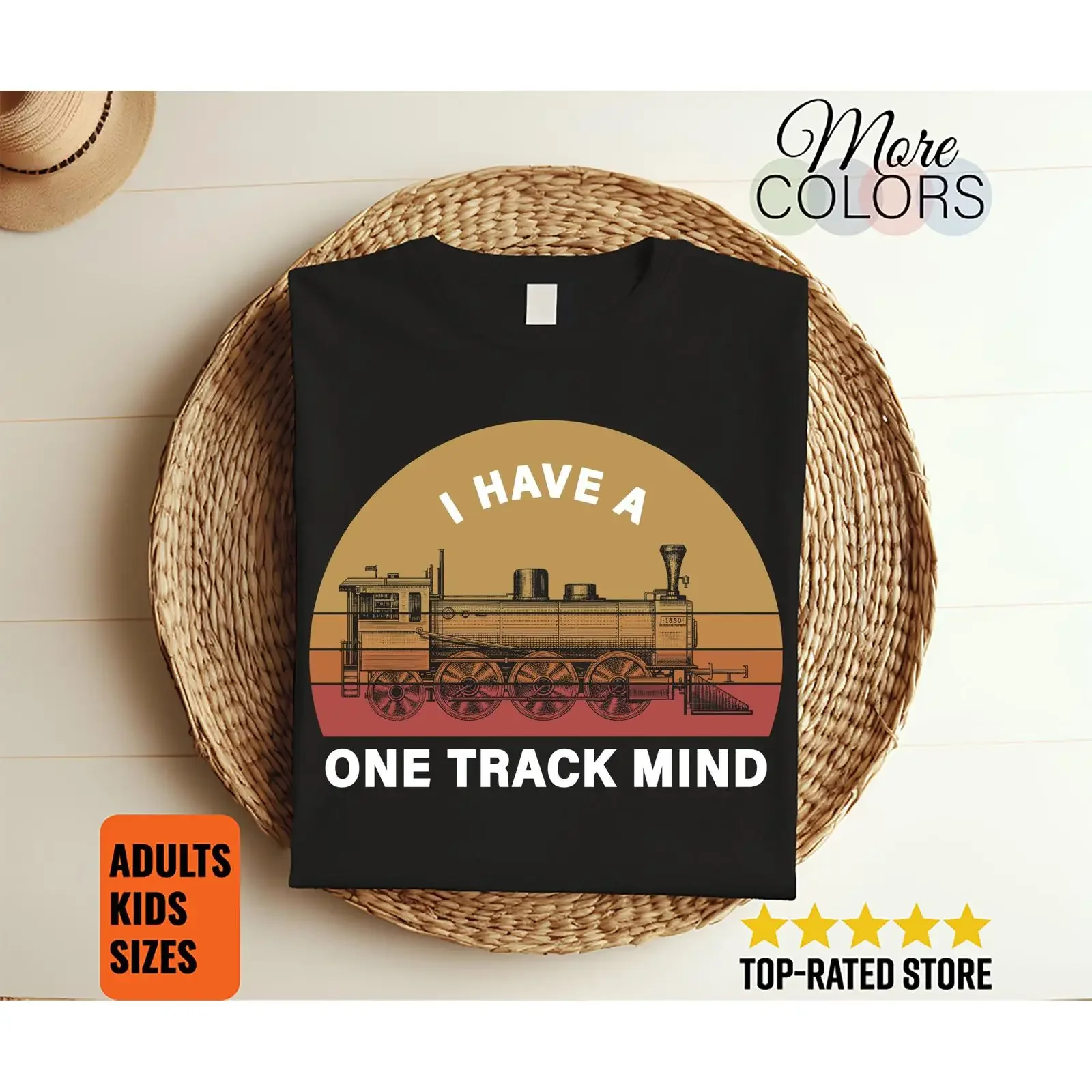 I Have A One Track Mind Train T Shirt Funny Railroad Quote Railfan Humor Locomotive Lover Railway Apparel vintage Washed