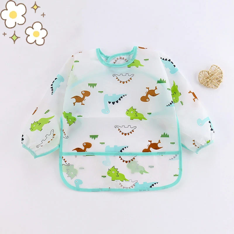 Baby Silicone Cartoon Bib 0-6 Years Soft Bibs Baby Cute Clothing Toddler BPA Free Waterproof Long Sleeve Apron