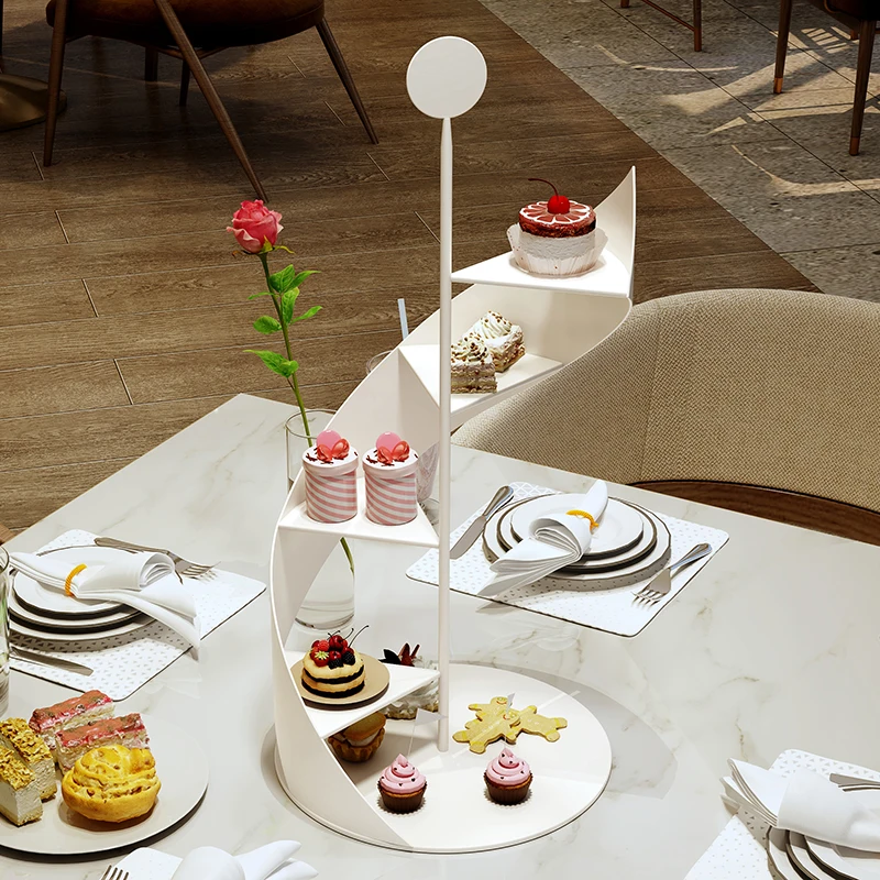 #Hotel buffet dessert table trapezoidal afternoon tea snack tray cake display shelf multi-layer coffee break cold food table