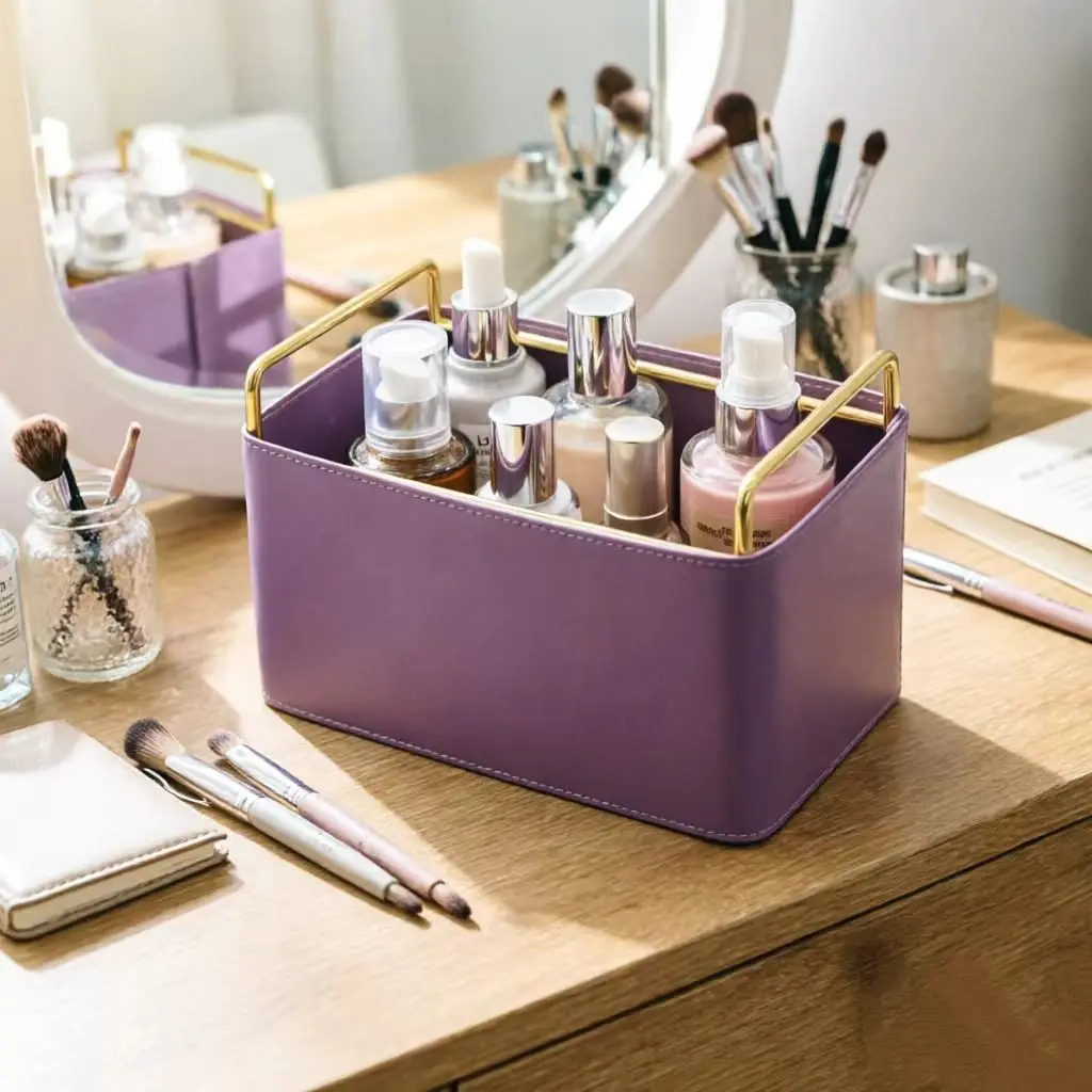 Creative High-end Leather Storage Box Large Household Bedroom Living Room Office Cosmetics Remote Control Sundries Furnishings