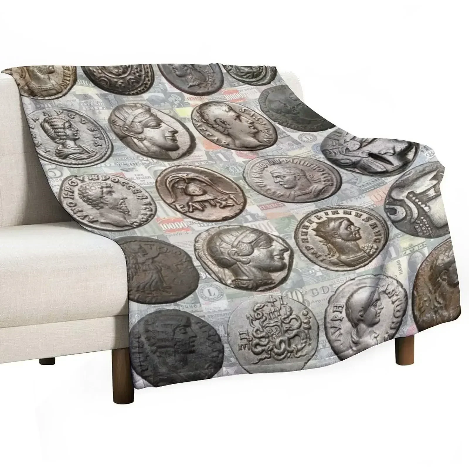 Roman Coins Throw Blanket Bed covers Comforter bed plaid Sofa Vintage warm for winter Blankets