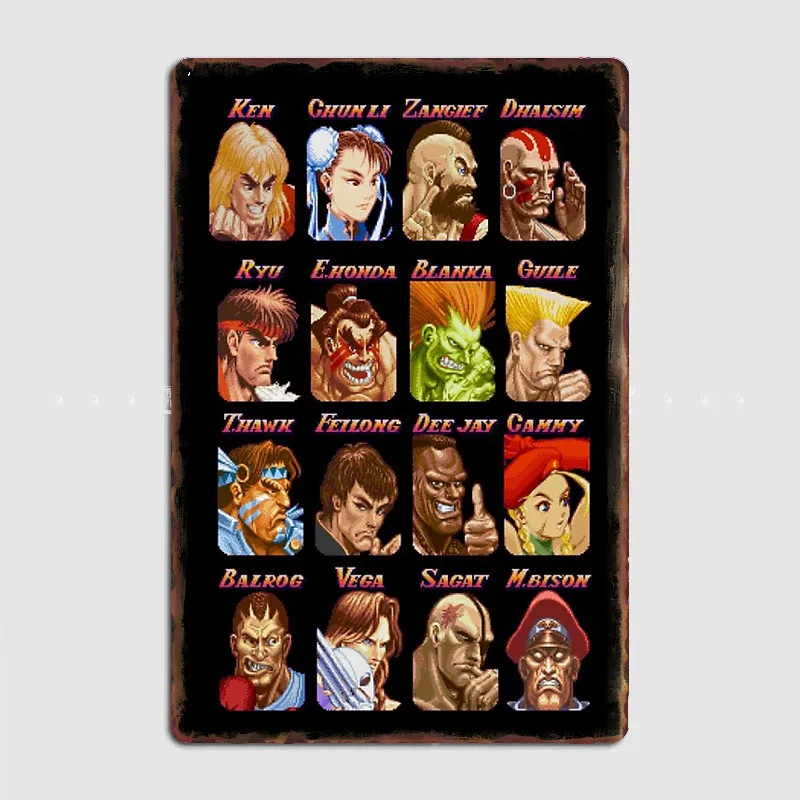 Street fighter Select Retro Vintage Metal Sign Mural Plates Retro Club Tin Sign Home Decoration Room Decor Wall Decor