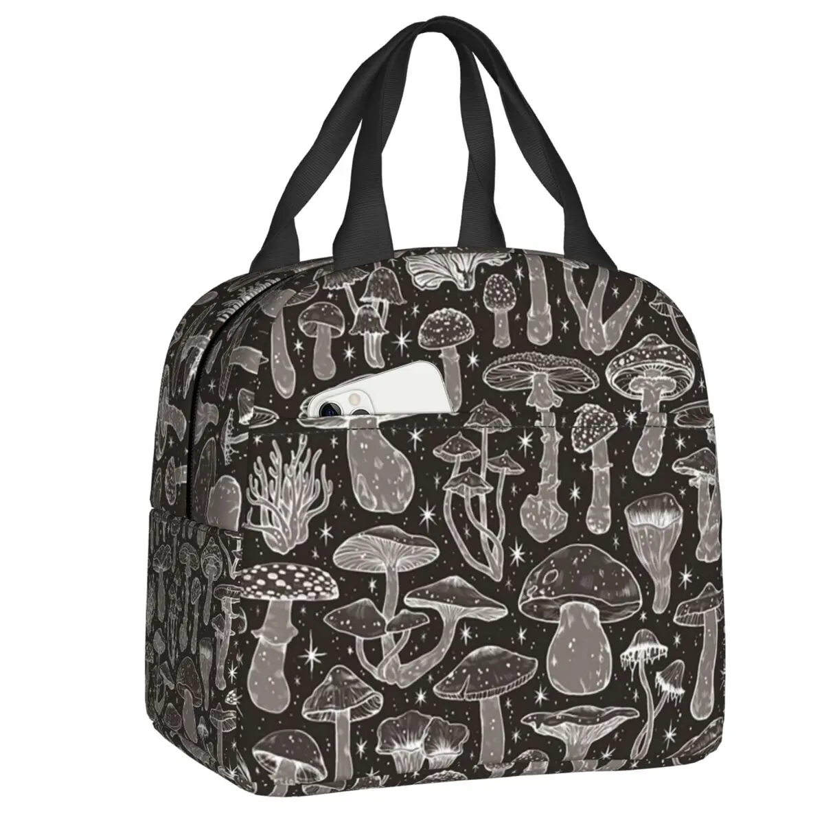 

Custom Deadly Mushrooms Ghostly Lunch Bag Women Cooler Thermal Insulated Lunch Boxes for Children School