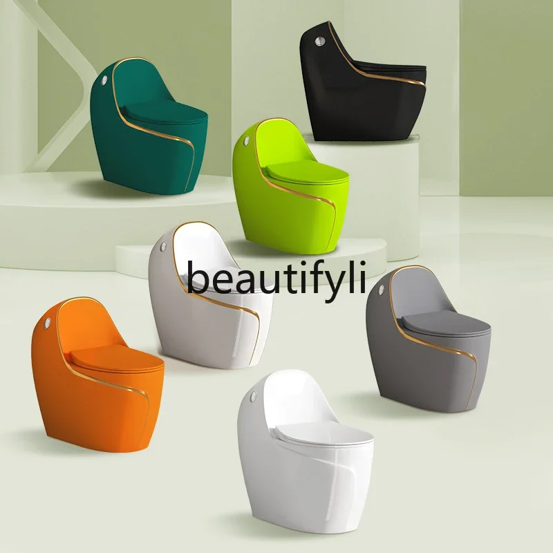 Household flush toilet large diameter bathroom color siphon deodorant toilet small apartment ordinary ceramic toilet