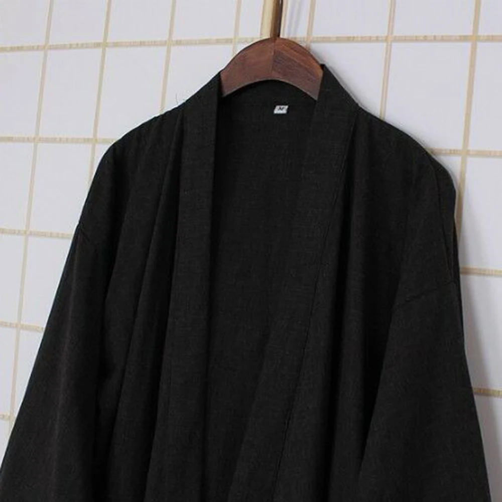 남성용 캐주얼 일본 기모노 유카타 로브, 긴 소매 목욕 가운, 잠옷, 면 잠옷, 홈 로브, 여름 가을