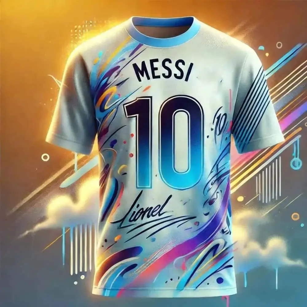 

Street graffiti Messi 3D sport Quick-dry Breatha men's T-shirt outdoor runningTeam training short-sleeved parent-child clothing