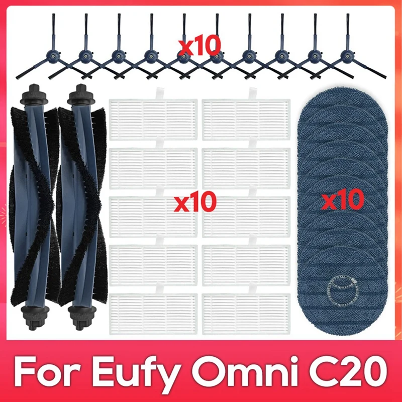 AT14 For Eufy Omni C20 Robot Vacuum Cleaner Main Side Brush Filter Mop Cloth Spare Parts Accessories