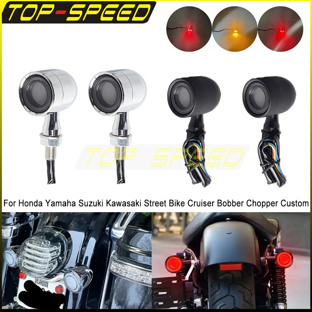 

Motorcycle LED Brake Stop Light Amber Turn Signal Lamp For Harley Honda Suzuki Street Bike Custom Bike Bibber Chopper Taillight