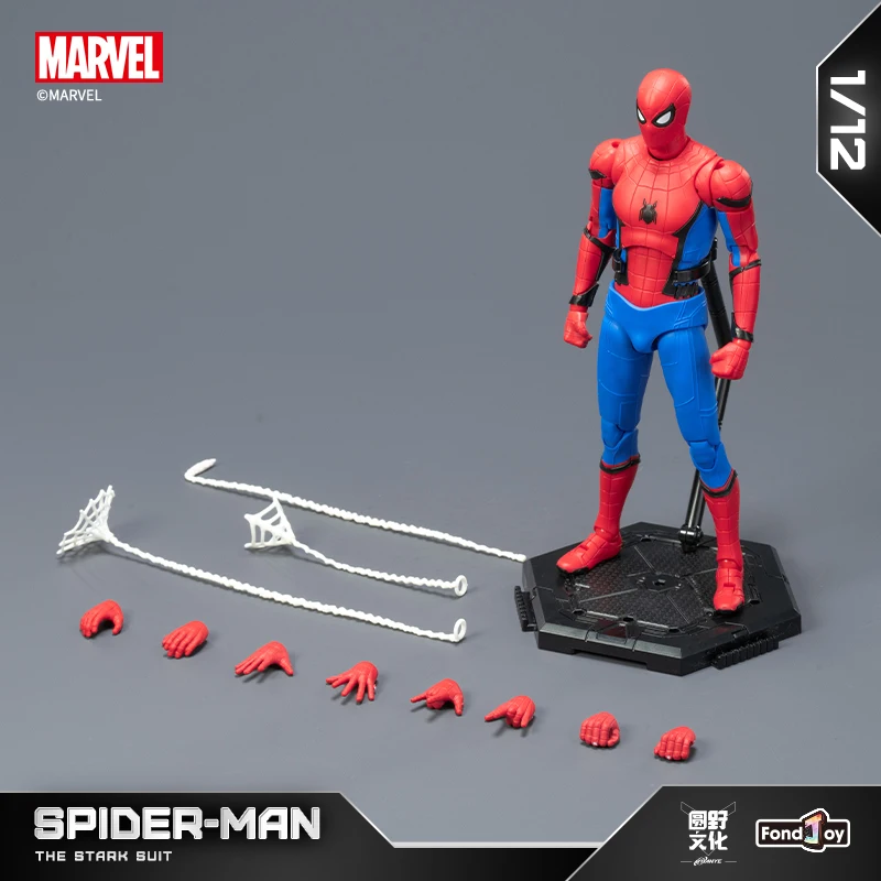 

New Original Fondjoy 1/12 Scale Spiderman Figure Stark Suit Spider Man Figures Comic Version Red Blue Battle Suit Spider-Man Toy