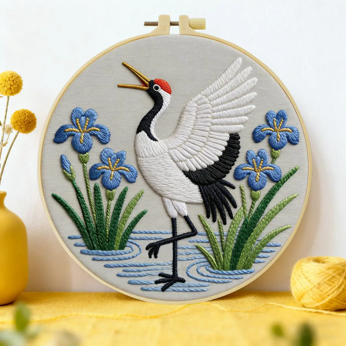 1pc 20X20CM/15X15CM 7.87/6.3inch Red-crowned crane Embroidery Starter Kit DIY kit DIY embroidery kit manualidades Sewing Art