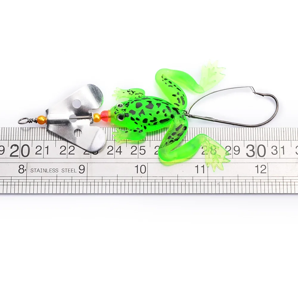 1 pz paillettes Lure gancio singolo Anti Hanging Bottom siluro Frog Soft Bait siluro Frog Single Hook Black Fishing Gear