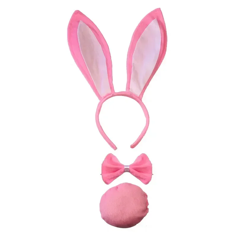 Women Girls Rabbit Cosplay Bunny Ears Headband Bow Tie Tail Headwear Hen Party Dress Up Props Gift Easter  Wedding Festival