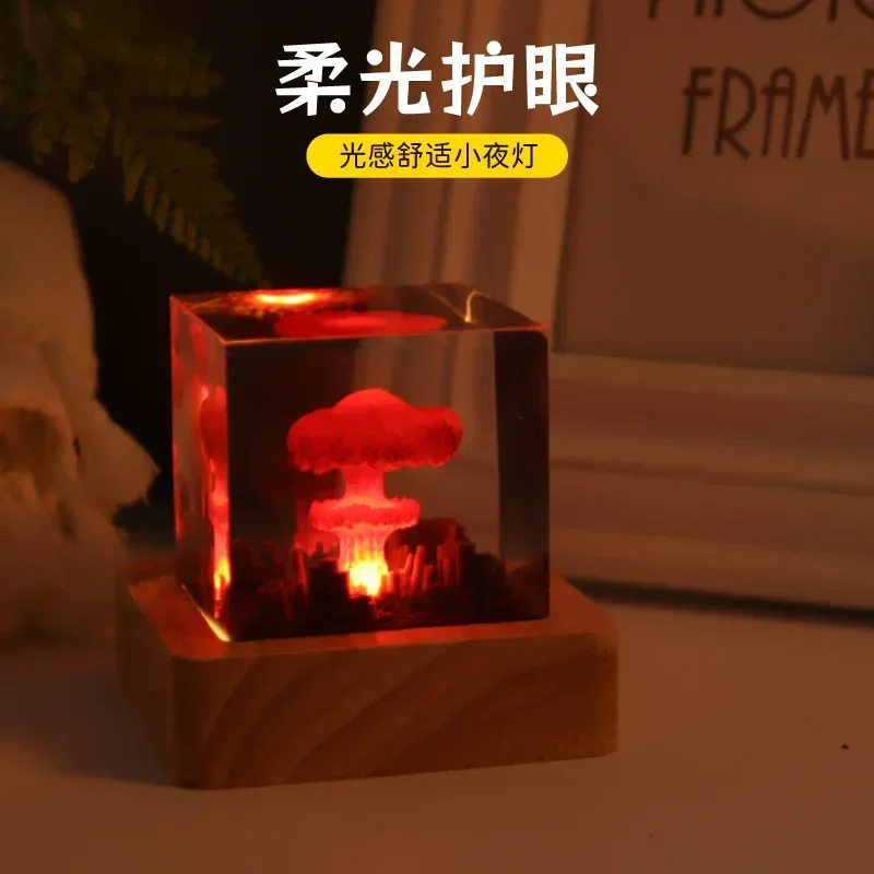 Hot selling night light ornaments Oppenheimer atomic bomb explosion mushroom cloud creative crystal epoxy resin decorative craft