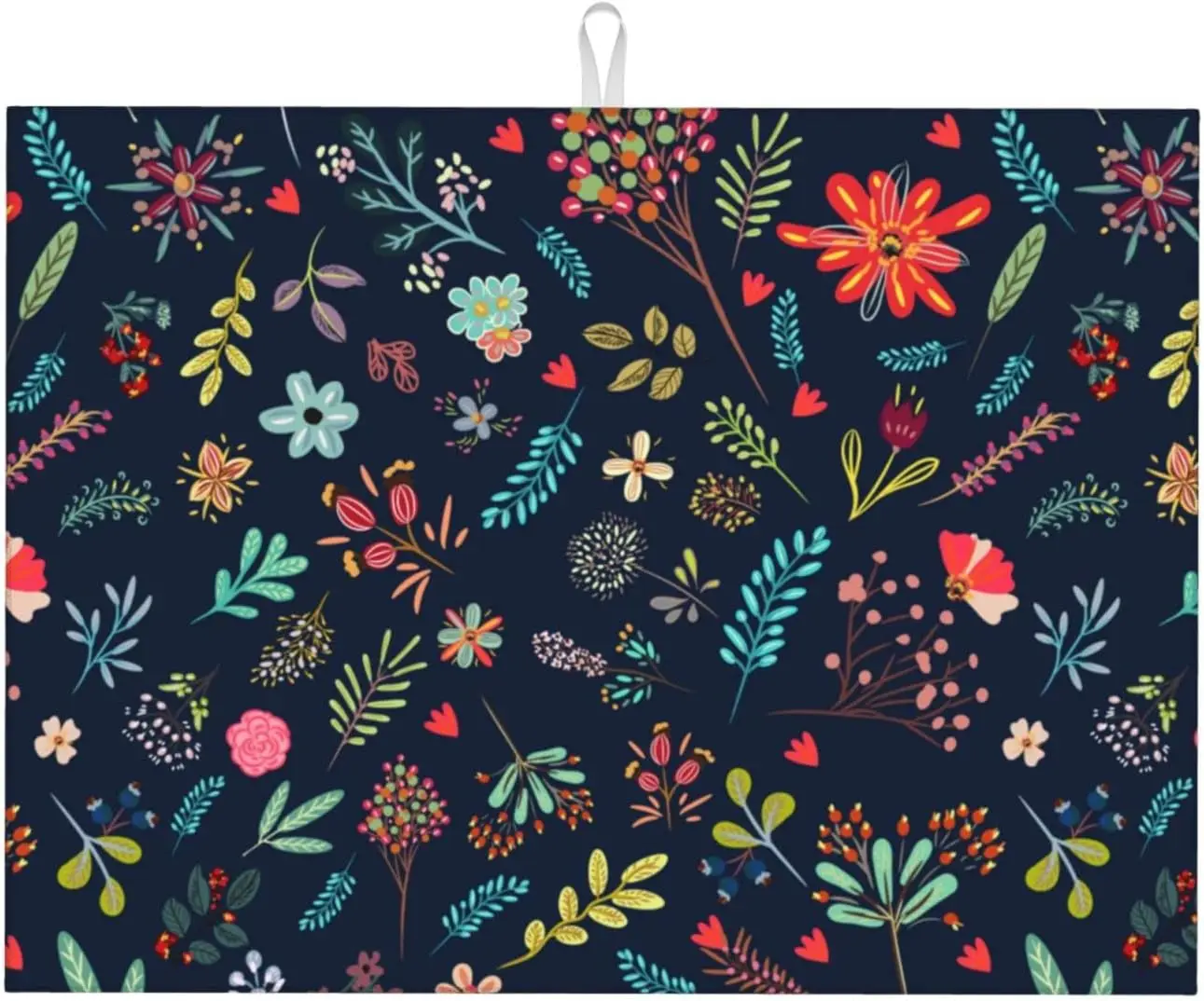 

Colorful Flowers Dish Mat Drying Kitchen Mat Microfiber Absorbent Fast Dry kitchen accessories