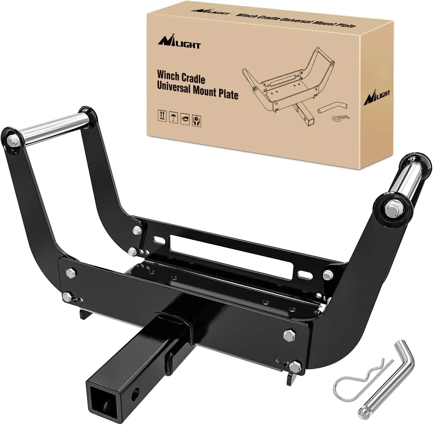 

Universal Winch Mount Plate with 2 Inch Receiver Hitch, Fits 8000-13000 Lb Winches, Foldable Design for Easy Installation