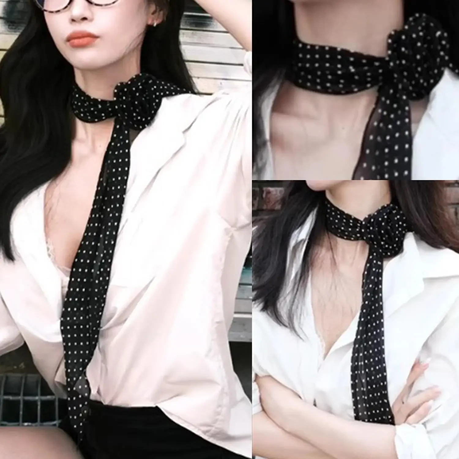 المرأة ضيق وشاح طويل البولكا نقطة التعادل حقيبة الشريط عقال المختنق غاسل سيدة الملحقات