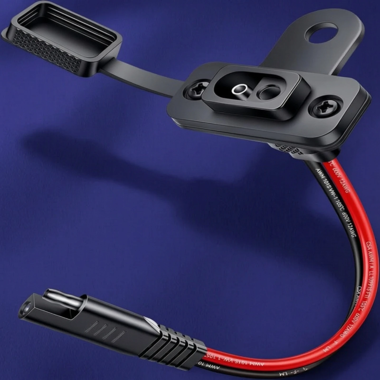 SAE Battery Charging Port Mount High-Current SAE Port with Mounting Bracket Extension Cable Heavy-Duty Secure for Touring Riders