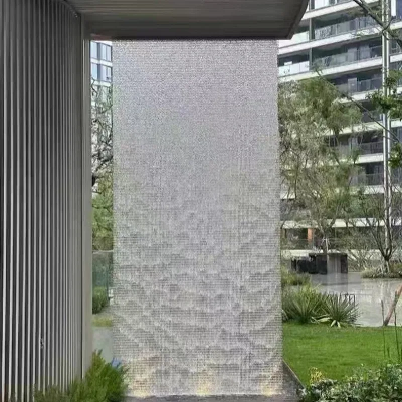 304 Stainless Steel Wire Mesh Water Curtain Wall Indoor Vertical Landscape Metal Screen Decor Panel Customizable Height Width