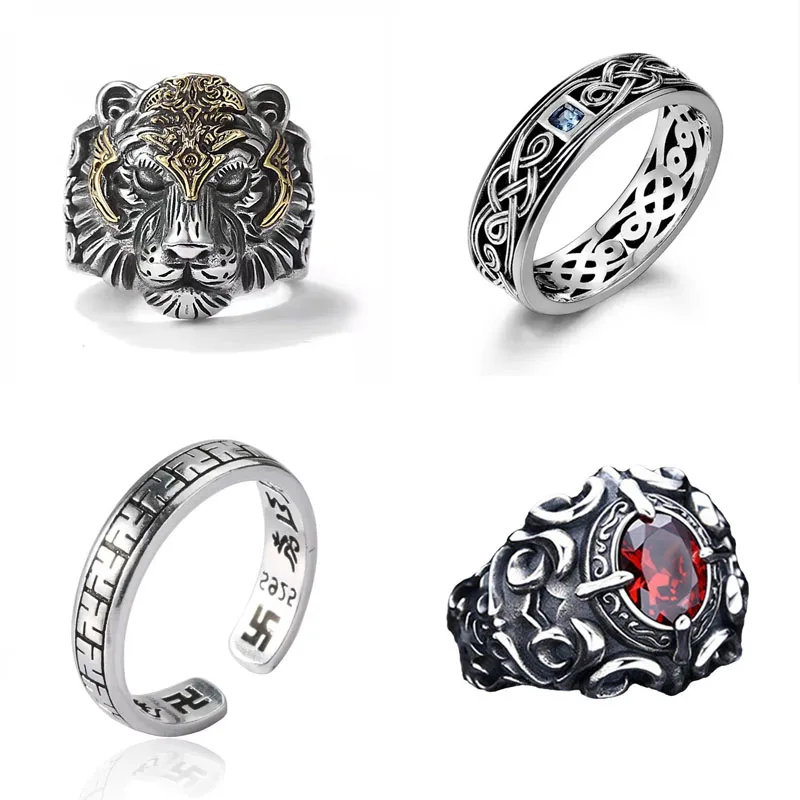 Ethnic Buddhist Symbol Six-character Mantra Adjustable Ring for Men and Women Alternative Religious Jewelry