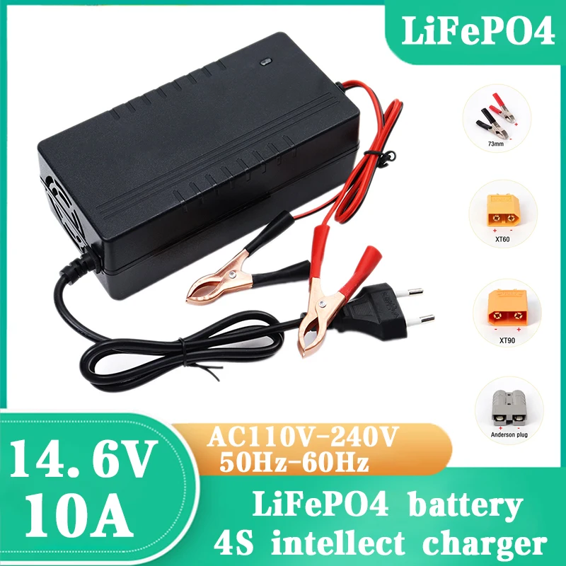 14.6V 10A Lifepo4 charger 4S 12V Fast charger 100-240V input 12V 12.8V Lifepo4 battery charger for 4S Lifepo4 Battery charging