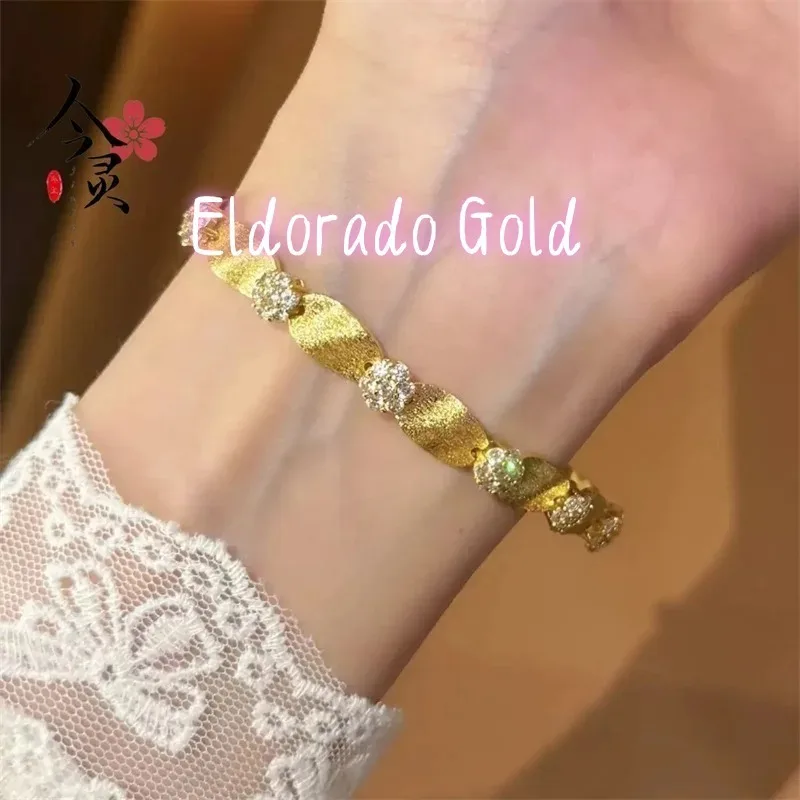 

Браслет Eldorado 2025 из высококачественного золота 750 пробы (18 карат) с атласным ремешком, для женщин, роскошный, элегантный, модный ювелирный аксессуар