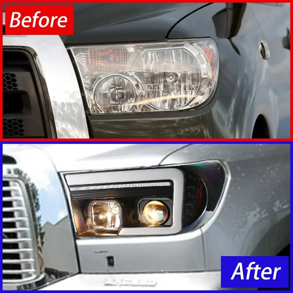 For Toyota Tundra Sequoia 2007-2013 LED Car Front lamps Assembly Upgrade Projector Lens Auto Headlights Accessories