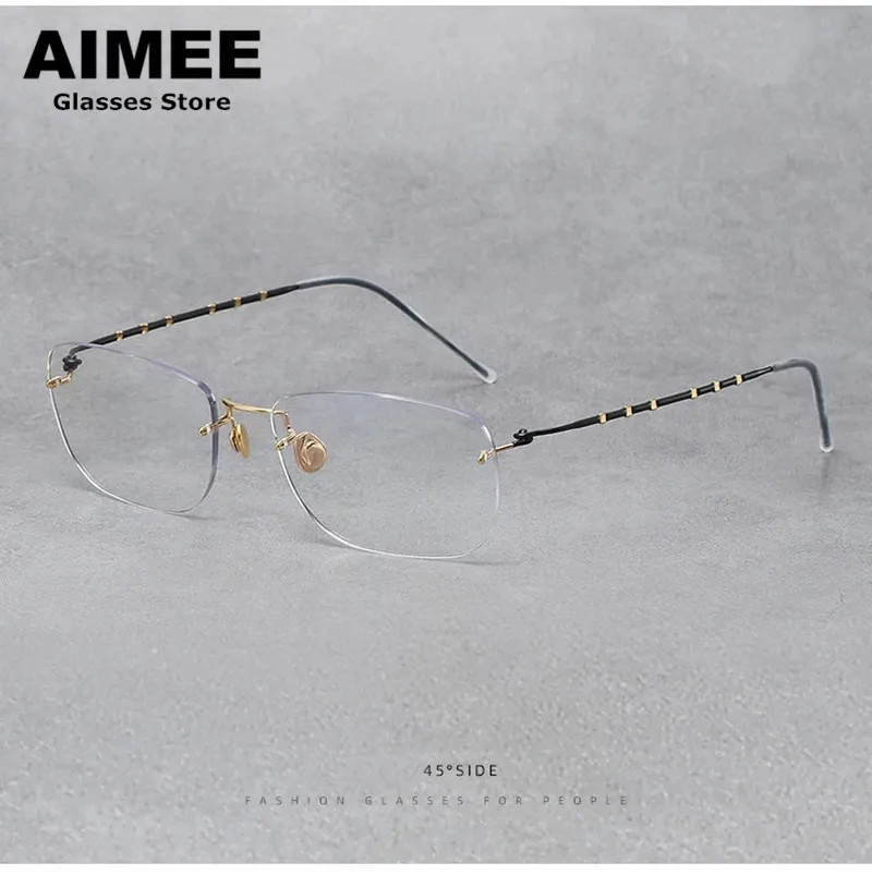 Denmark Brand Titanium Frameless Glasses Frame Men Women Rimless Square Optical Eyewear Ultralight Prescription Eyeglasses Gafas