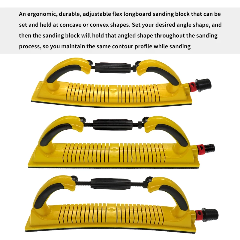 2-3/4" x 15-3/4" Adjustable Dust Free Longboard Hand Sanding File Block with Hook and Loop Backing for Automotive,Woodworking
