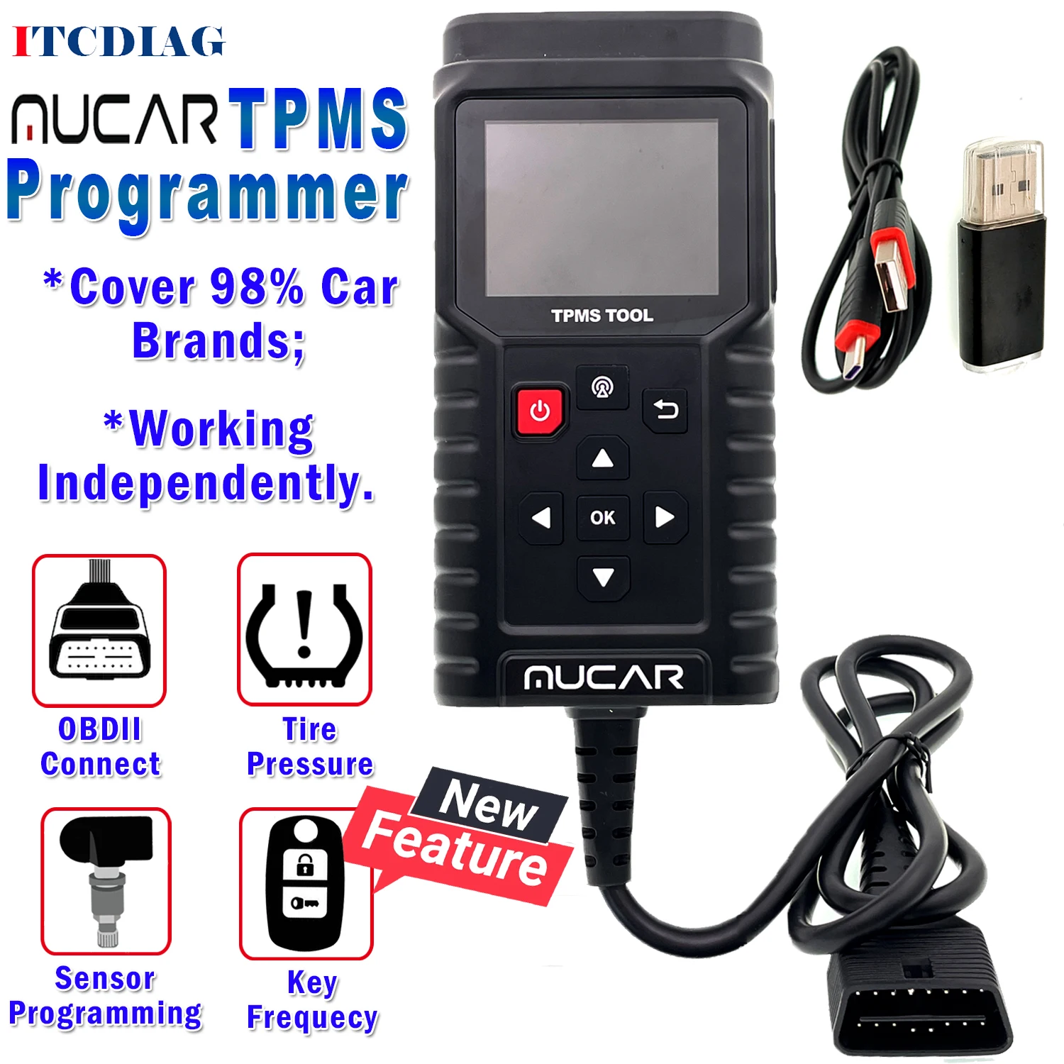 

MUCAR TPMS T90 Add New Functions Car Tire Pressure Program Tool 2in1 315MHz 433MHz TPMS Sensor Service Tool Better ThinkCar T90