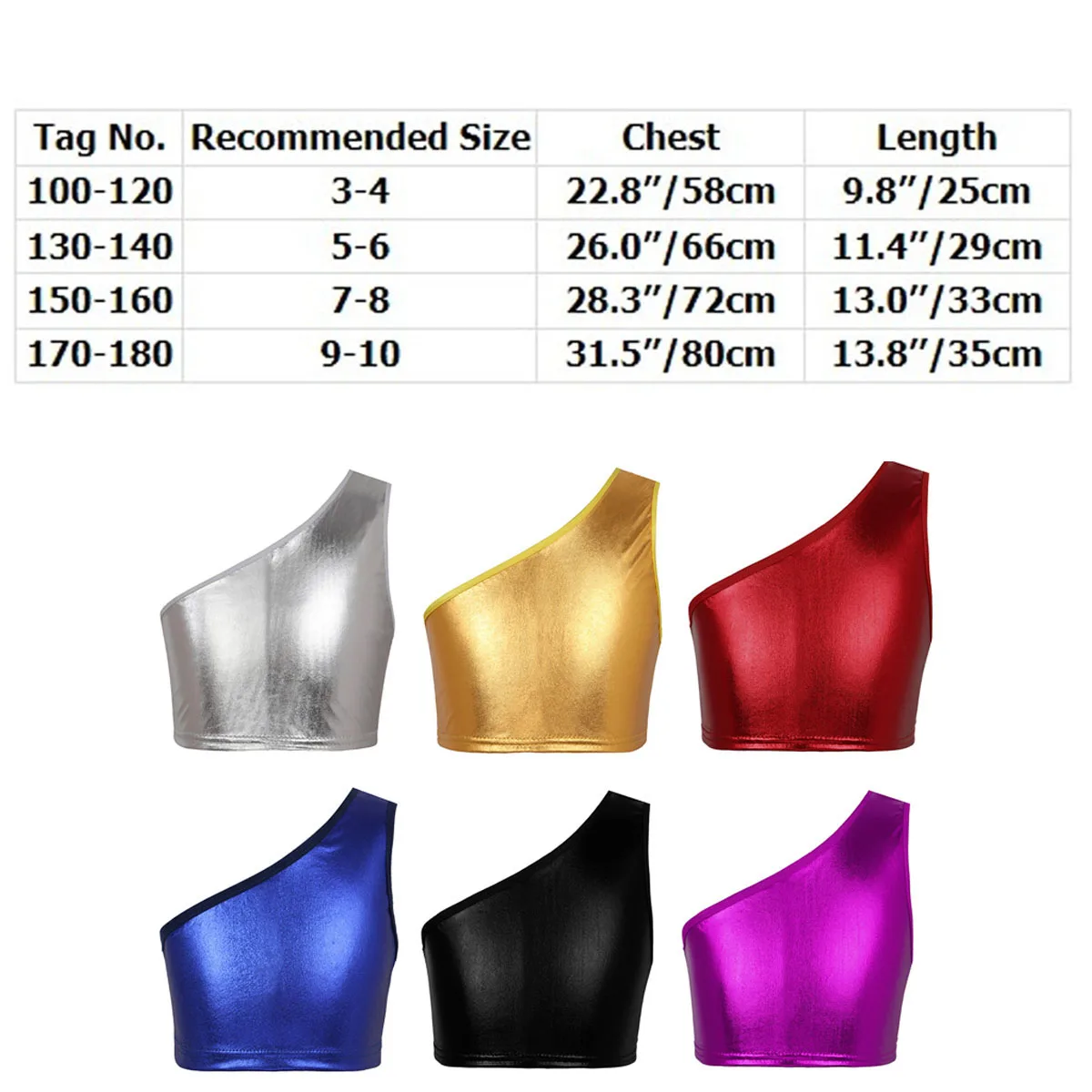 Kids Girls Dance Tops Metallic Shiny Sports Jazz Gymnastics Ballet Crop Top Glitter Sleeveless Tank Stage Performance Costumes