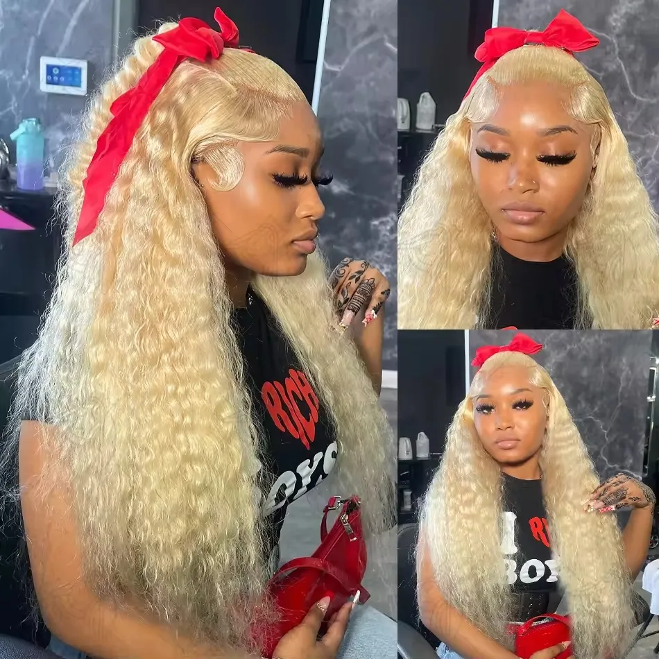 613 Hd Lace Frontal Wig 13x6 Water Wave Lace Front Wigs Human Hair 13x4 Loose Deep Wave Wig Blonde Colored Curly For Black Women image 2