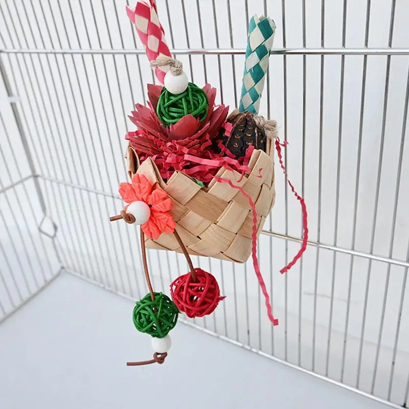 Bird Cage Toys Colorful Parrot Chewing Gnawing Toy Safe and Harmless Interesting Parrot Toy for Parakeets Cockatiels Budgies